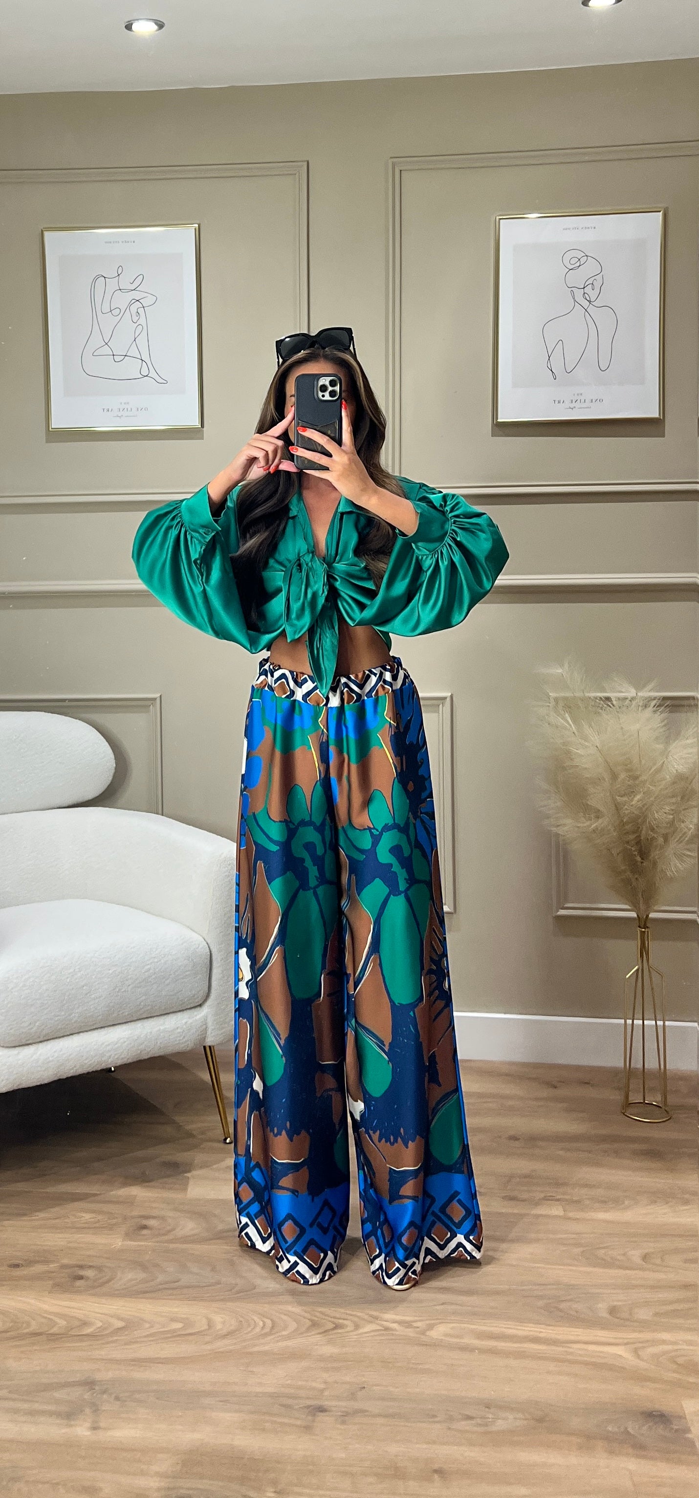Tie front blouse co-ord
