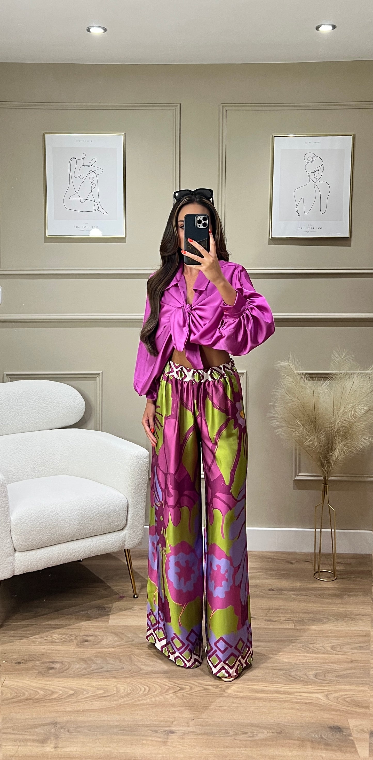 Tie front blouse co-ord