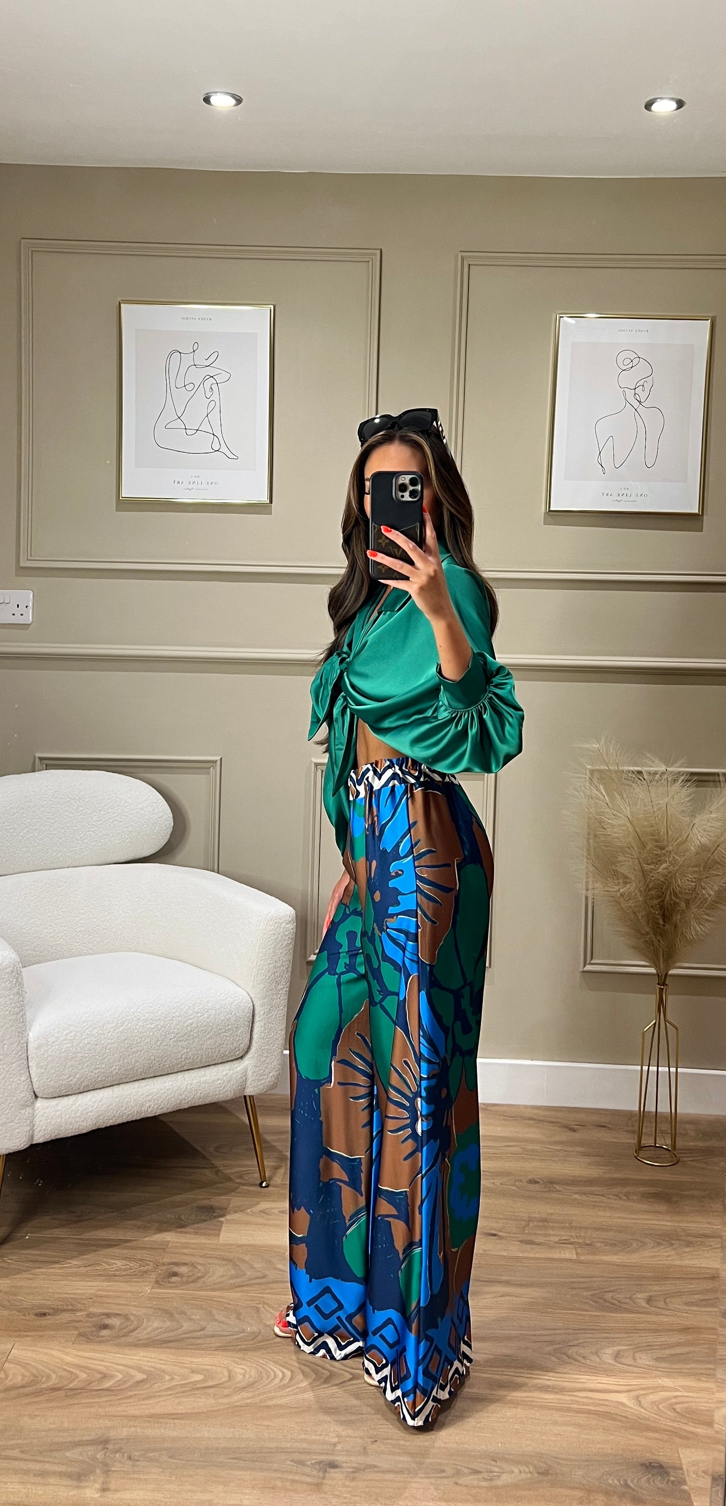 Tie front blouse co-ord