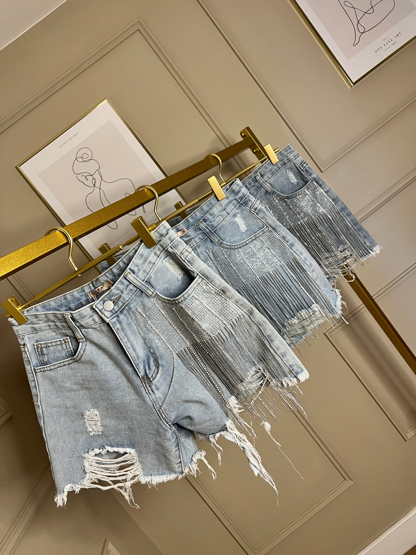 Diamante Denim Shorts